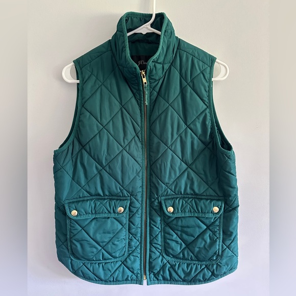 J. Crew Jackets & Blazers - J. Crew Deep Green Quilted Vest with Gold Buttons